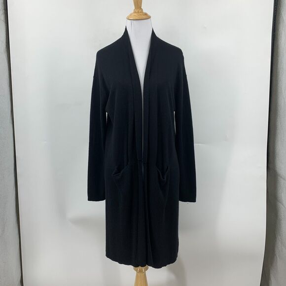 Splendid Retreat Cardigan Womens S Small Black Open Front Cashmere Blend Pockets - Picture 2 of 15